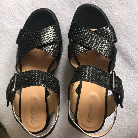 New Geox Sandals Wedge for Women Black 37 1/2 - Picture 4 of 12